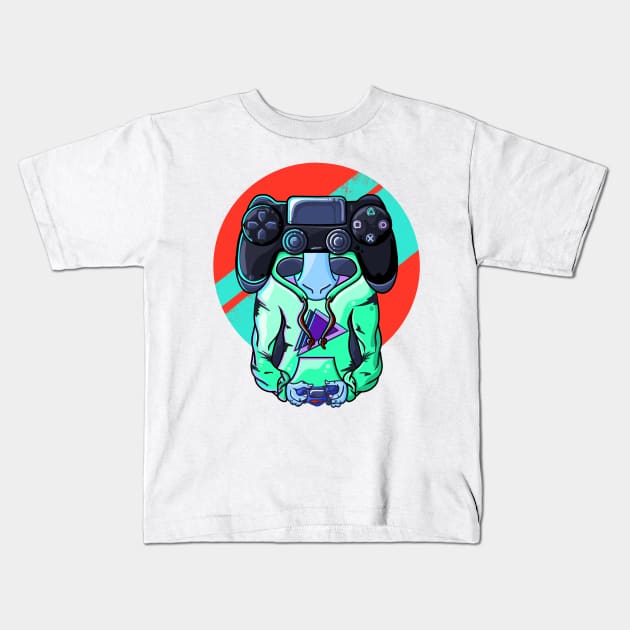 Gamer Head Black Kids T-Shirt by nataliesnow24